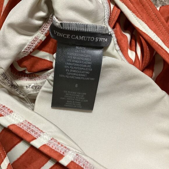 New. Vince Camuto stripe swimsuit. MSRP $139. Size 6 - Picture 12 of 16